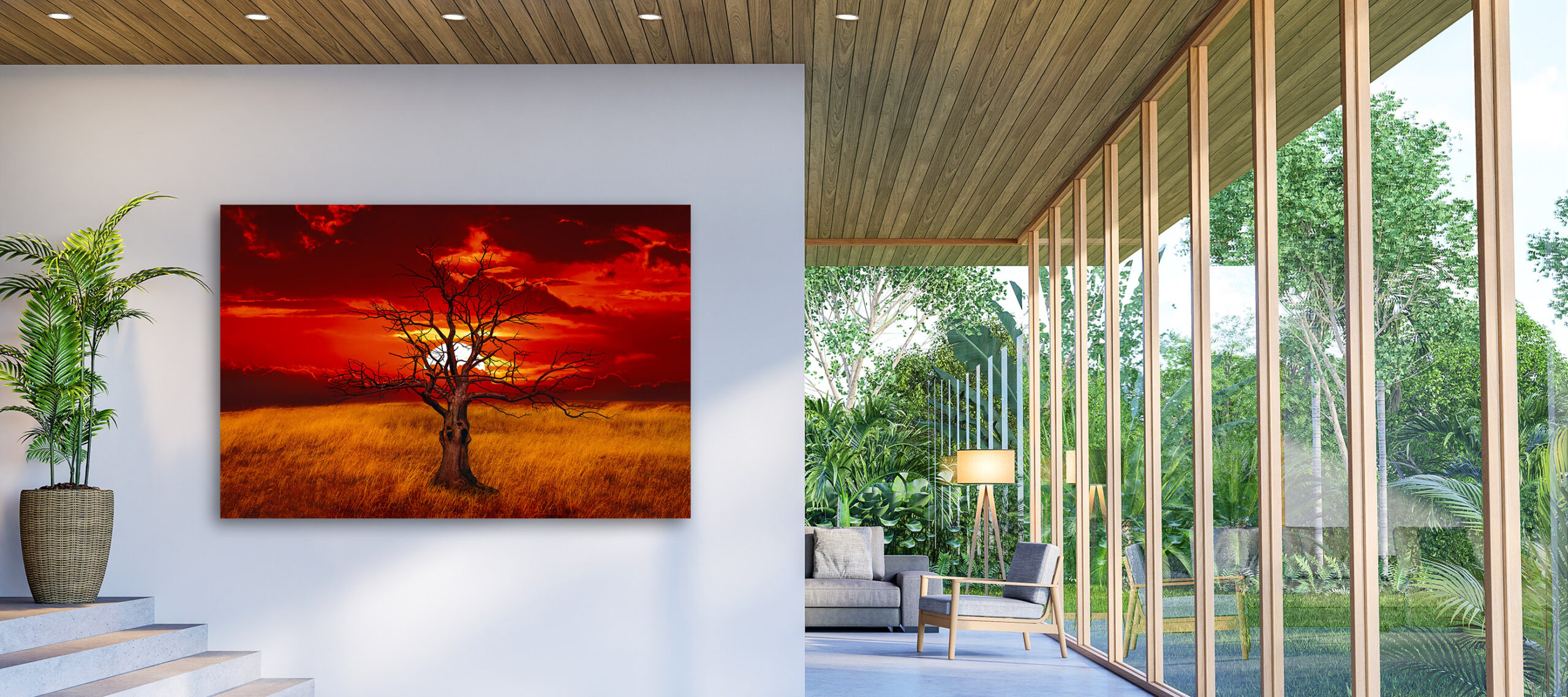 Modern,Contemporary,Empty,Hall,With,Nature,View,3d,Render,Overlooking