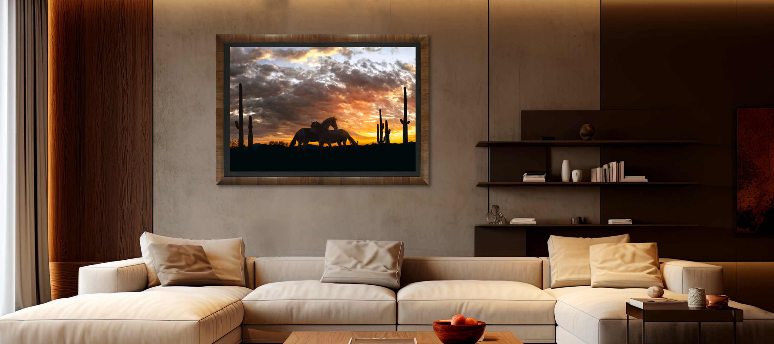 Interior,Of,Modern,Living,Room,With,Brown,Walls,,Wooden,Floor,