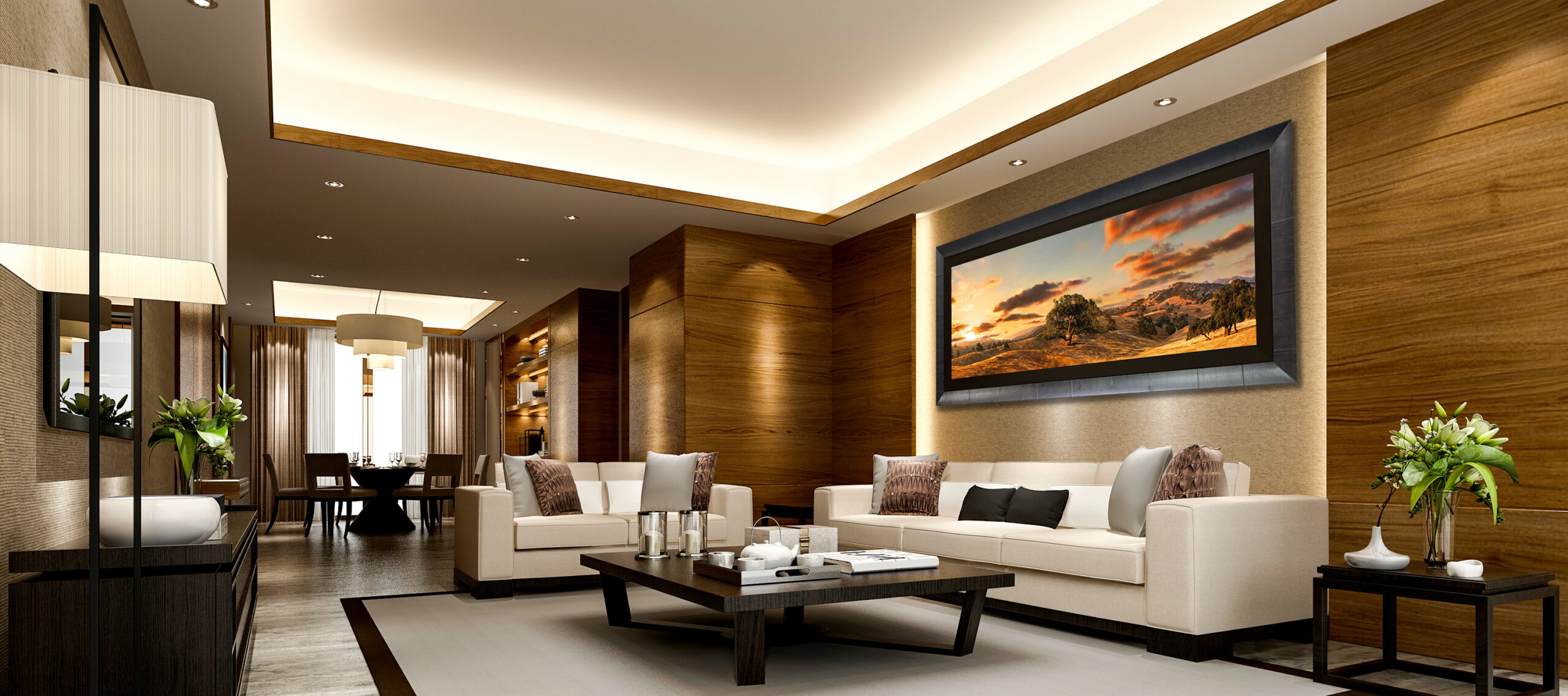 3d,Rendering,Modern,Dining,Room,And,Living,Room,With,Luxury
